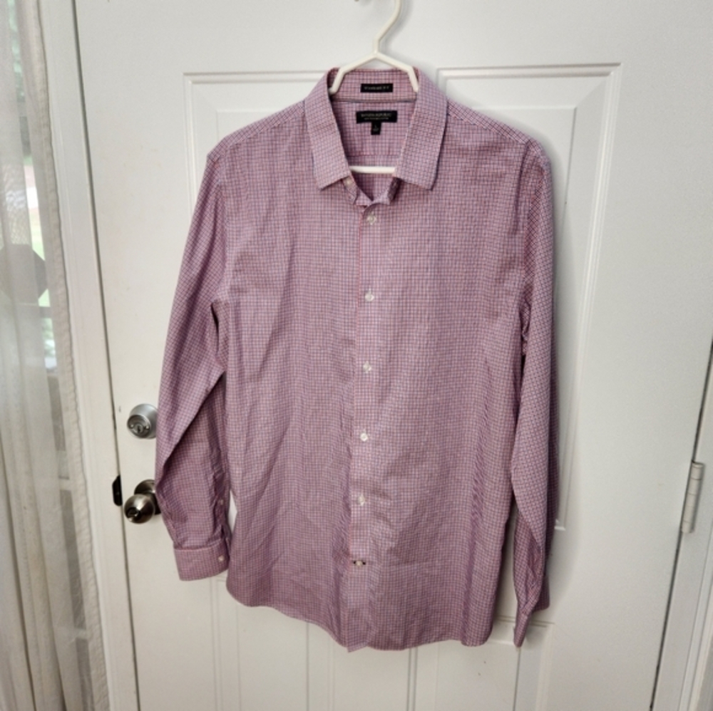 Men's Banana Republic Red White and Blue Long Sleeve Shirt ‎ Size Large